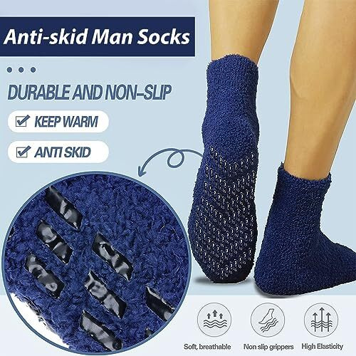 Palay 3 Pair Socks For Men Anti-Skid Socks Home Floor Socks Coral Velvet Socks Warm Winter Thermal Socks Ankle Socksfree Sizemulticolored
