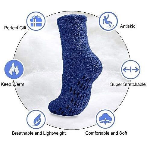 Palay 3 Pair Socks For Men Anti-Skid Socks Home Floor Socks Coral Velvet Socks Warm Winter Thermal Socks Ankle Socksfree Sizemulticolored