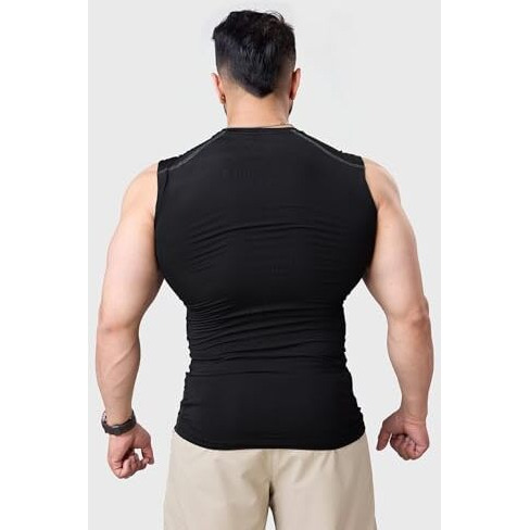 Fuaark Men's Sleeveless Compression Gym Tank Tops Sport Vest (X-Large, Black)
