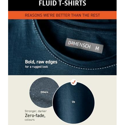 Damensch MenS Fluid Casual Solid Contrast Stitch Elemental Tees- Neo White- Medium