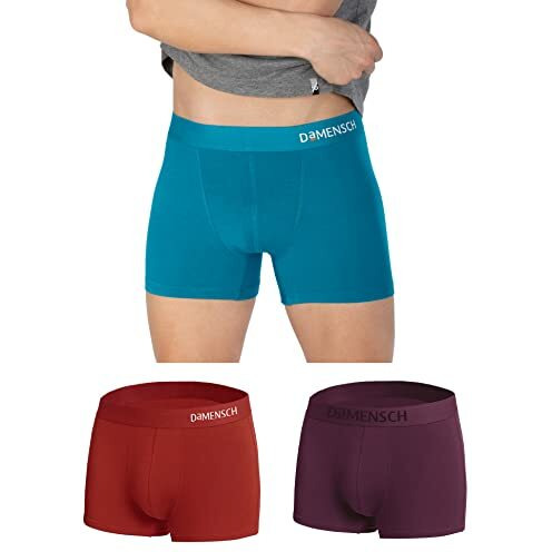 Damensch Men's Modal Trunks (Pack Of 3) (Dam-Er-Mix-T-Od-Tr-Pp-Pack-3-M_Ocean Depth, Tango Red, Potent Purple_M)