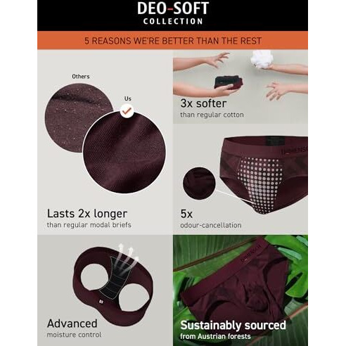 Damensch Men Deo-Soft Supima Modal Briefs-Pack Of 3-Darted Green, Comet Blue, Qube Maroon-Medium