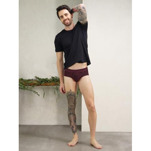 Damensch Men Deo-Soft Supima Modal Briefs-Pack Of 3-Darted Green, Comet Blue, Qube Maroon-Medium