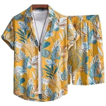 Leriya Fashion Mens Rayon Co-Ord Set Regular Fit Night Dress (Lf-Ms-6109&Sh192_Yellow_2Xl)