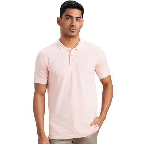Amazon Brand - Symbol Men's Solid Regular Fit Polo (Ct-Single_Pink_Xl)