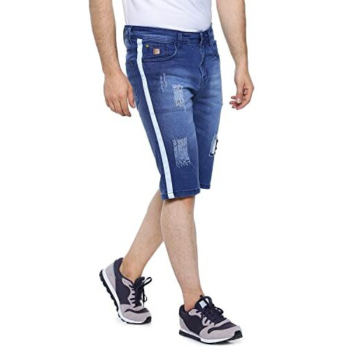 Campus Sutra Men's Boyfriend Shorts (Azz20Jn_Short1L_M_Pln_Nbu_Az_Blue