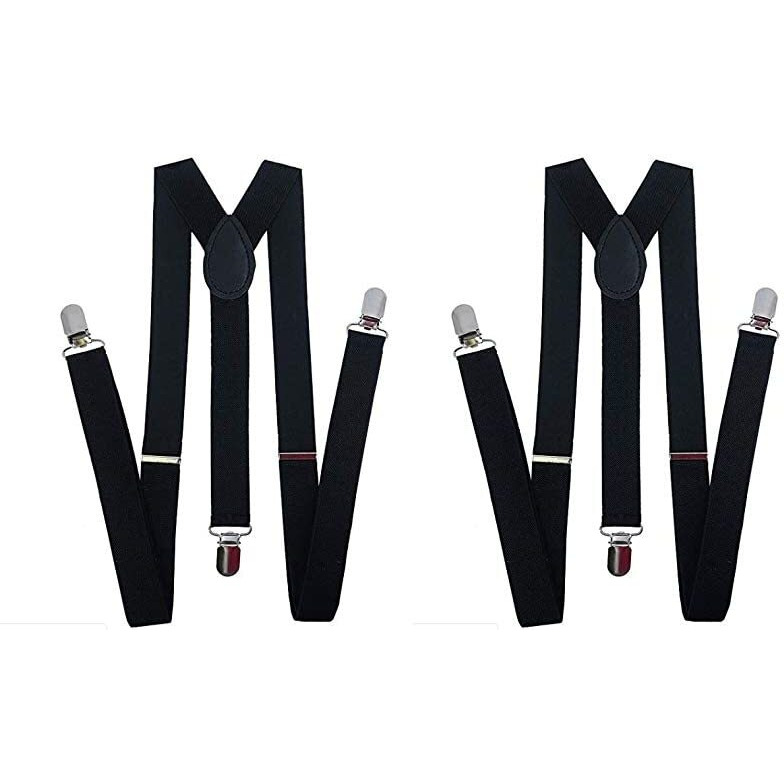 Clothera Pack Of 2 Adjustable Elastic Y Back Style Suspenders For Men - Black