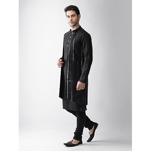 Kisah Men Peanut Layered Kurta Churidar With Nehru Jacket, Full Sleaves, Knee Length, Straight, Regular Fit, Mandarin Collar Ethnic Wear