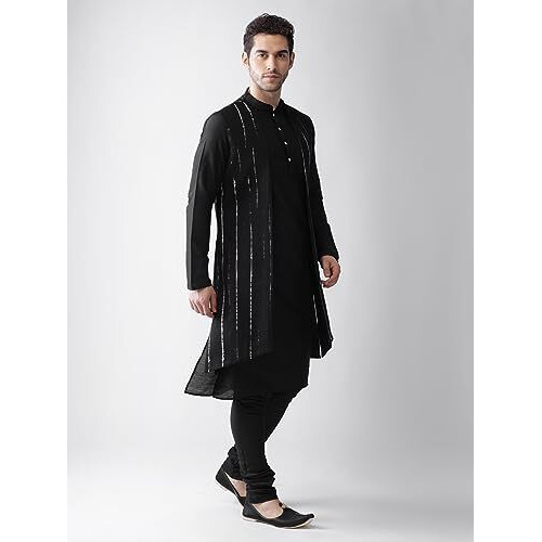 Kisah Men Peanut Layered Kurta Churidar With Nehru Jacket, Full Sleaves, Knee Length, Straight, Regular Fit, Mandarin Collar Ethnic Wear