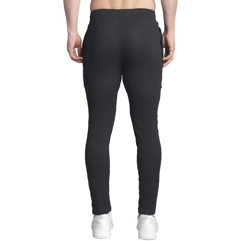 Mack Jonney Solid Black Regular Fit Polyster Lycra Trackpant For Men