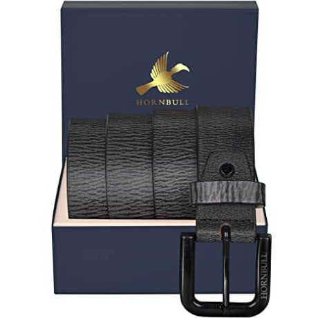 Hornbull Petersen Black Leather Belt For Men | Casual Mens Leather Belt