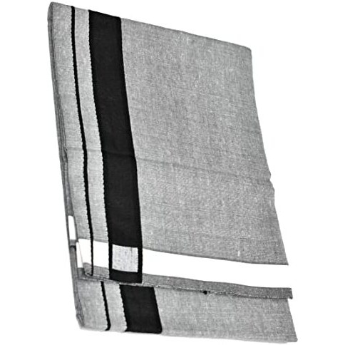 Tuni Mani Men's Kerala Style Cotton Dhoti With Border/Length- 2.0Mtr (Grey (Bb) & White (Bb))