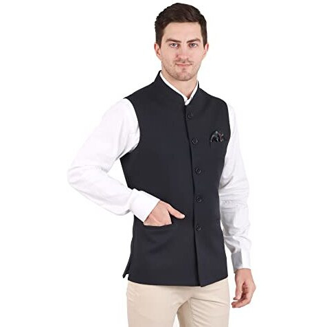 Gracyshade MenS Nehru/Modi Jacket (Waistcoat) Along-With Inner Pocket - Premium Matty Fabric With Polyester Lining, Stylish Sleeveless Regular Fit Waistcoat For Festivals Or Casuals - Dark Blue - 46