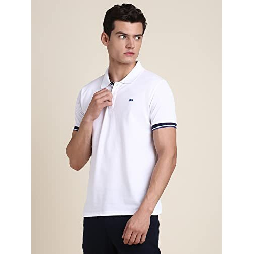 Dennis Lingo Men's Slim Fit White Polo T-Shirt