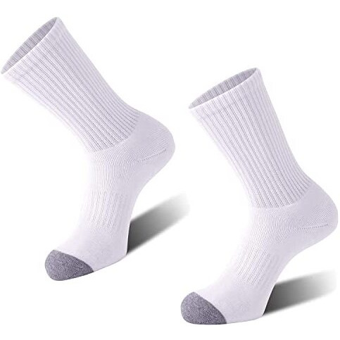 Lealdealz Athletic Socks For Men, Crew Length Sports Socks With Terry Cushion, Pack Of 3 - (White, Cotton - Spandex)