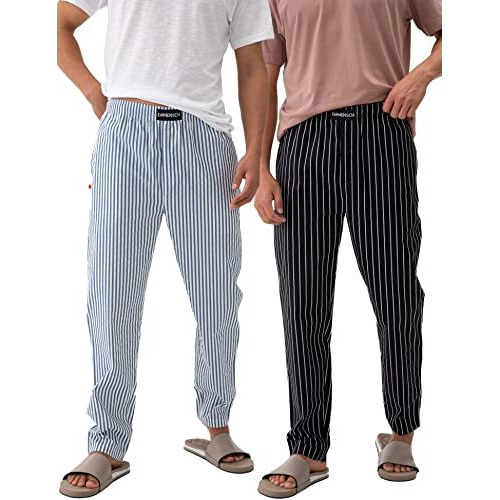 Damensch Men Stretch Pyjama Pants - Snooze Black,Siesta Stripes - Medium