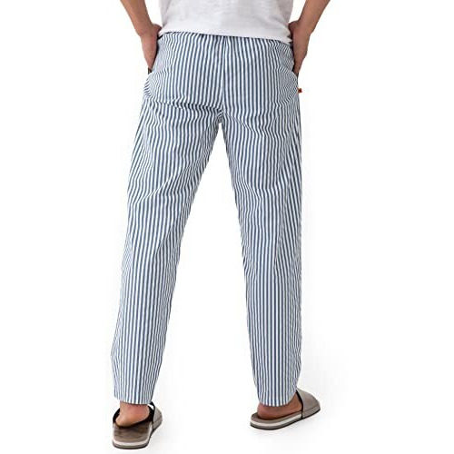 Damensch Men Stretch Pyjama Pants - Snooze Black,Siesta Stripes - Medium