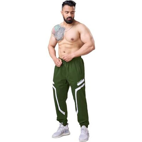 Fuaark Men Oversized Momentum Gym Workout Jogger With Pocket (Small, Olive)
