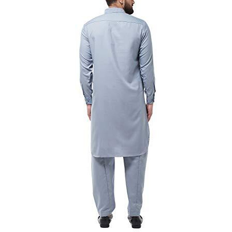 Sojanya (Since 1958 Men's Cotton Blend Grey Pathani Kurta With Salwar Set Size Xl