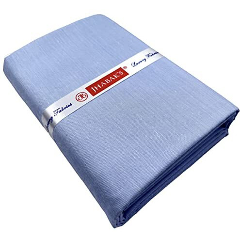 Jhabak's Premium Shirt And Trouser Fabric- Cotton Blend Solid Material- 2.25M Shirt Cloth- 1.20M Pant Piece (Blue Shirt, Navy Blue Trouser)