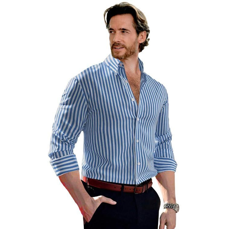 Be Active Men's Casual Cotton Blend Stripes Shirt || Casual Shirts For Men || Men Casual Shirt || Casual Wear Shirts (Rf0031 2 Xxl) Sky Blue