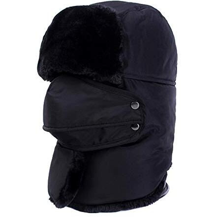 Hiver Tropper Hat Balaclavas Fleece With Thick Full Cover For Winter Dust Wind, Winter Special Multi Purpose Cap Trekking Ski Hat With Ear Flap And Ski Windproof Mask Black