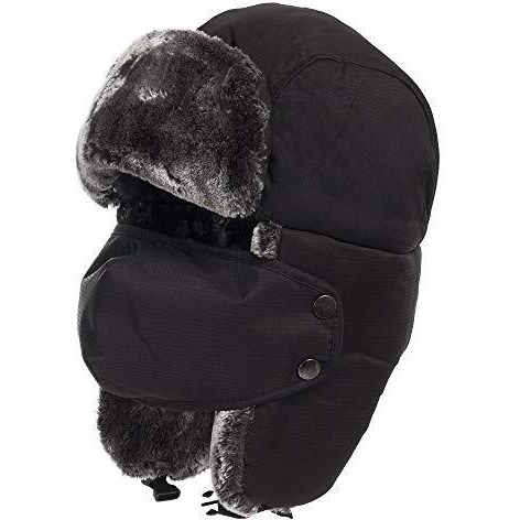 Hiver Tropper Hat Balaclavas Fleece With Thick Full Cover For Winter Dust Wind, Winter Special Multi Purpose Cap Trekking Ski Hat With Ear Flap And Ski Windproof Mask Black
