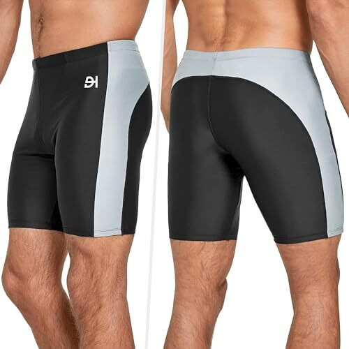 Denimholic Swimming Costume For Men, Swimming Shorts For Men, Swimwear For Men, Swim Shorts For Men, Swimming Trunks For Men, (L, Black + Grey)