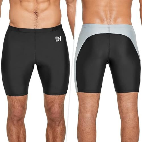 Denimholic Swimming Costume For Men, Swimming Shorts For Men, Swimwear For Men, Swim Shorts For Men, Swimming Trunks For Men, (L, Black + Grey)