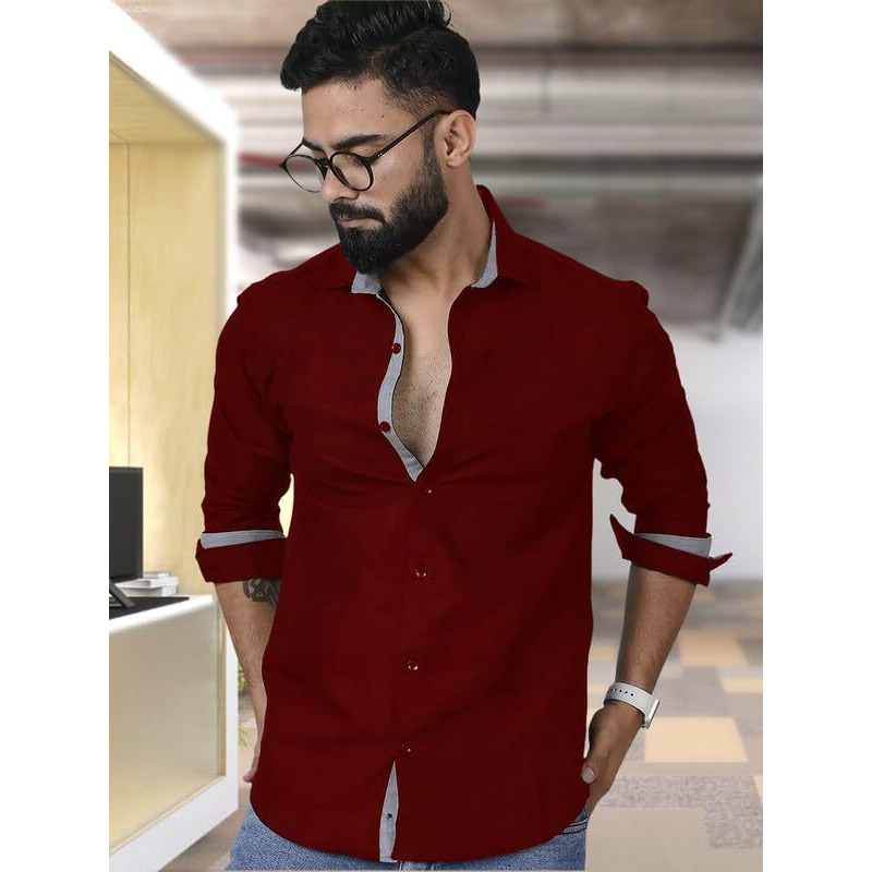 Pinkmint Combo Shirt For Men Cotton Spraed Collar Long Sleeve Formal Shirt (Pack Of 2)