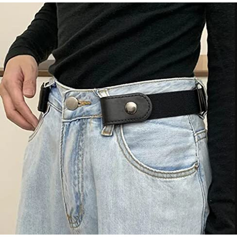 Fabme No Buckle Elastic Belt (Black), Free Size, (Acc038Bk)