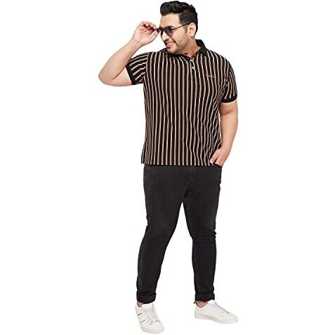 Bigbanana Men's Regular Fit Polo (Westen,Black,4Xl)