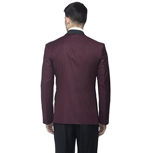 Favoroski Designer Men's Slim Italian Fit Shawl Collar Tuxedo Suit Blazer (Wine, S)