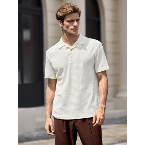 Tagdo Men's Popcorn Fabric Polo T-Shirt (Rf-Polo-2022-White-Xxl)