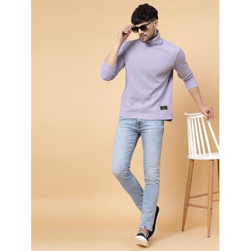 Rigo Men's Solid Regular Fit T-Shirt (Ct08231591_Purple
