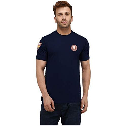 London Hills Men's Cotton Regular Fit T-Shirt (Lh_T_465_Navy_Club_Logo_Size_M_Navy_Medium)