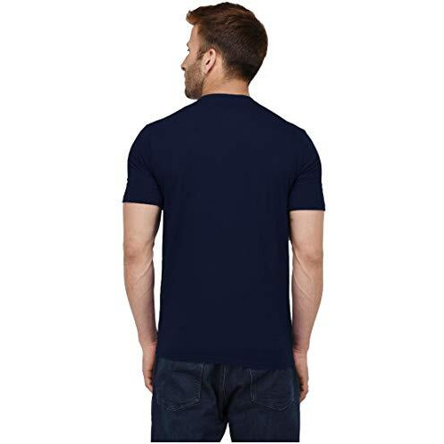 London Hills Men's Cotton Regular Fit T-Shirt (Lh_T_465_Navy_Club_Logo_Size_M_Navy_Medium)