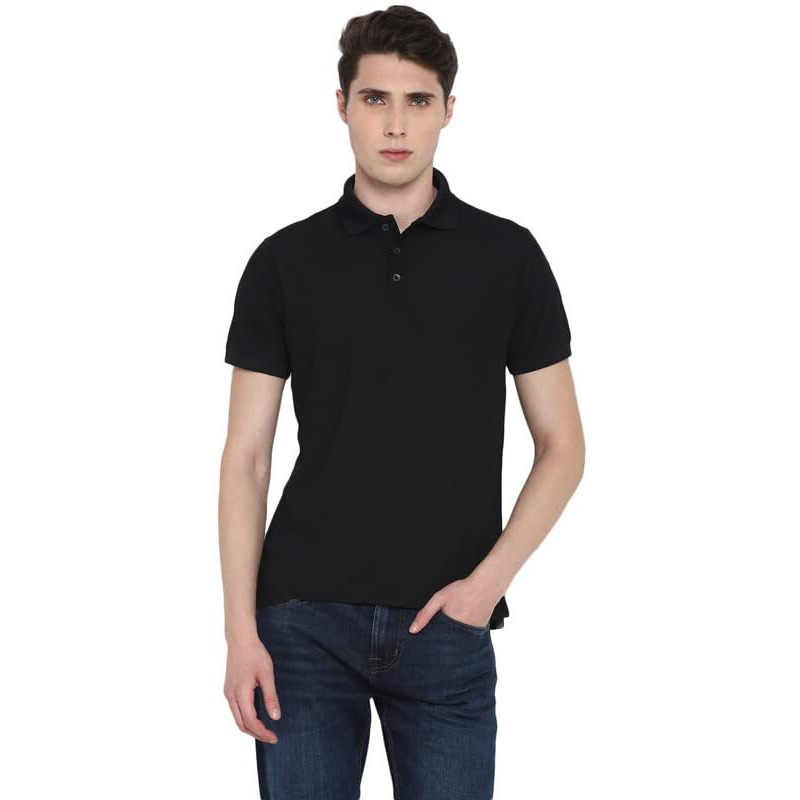 American Crew Polyester Kooltex Polo Regular Fit T-Shirt For Men (Ac651-L_Black), Large