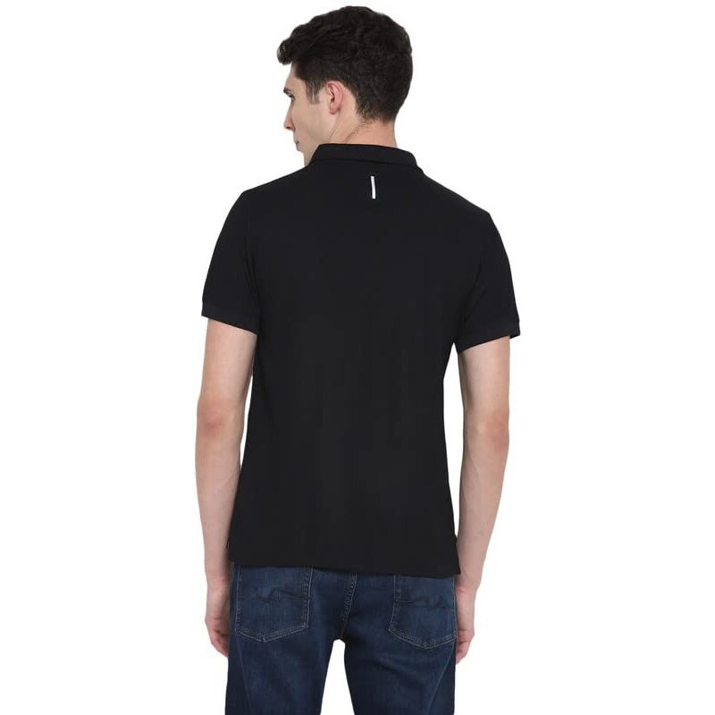 American Crew Polyester Kooltex Polo Regular Fit T-Shirt For Men (Ac651-L_Black), Large