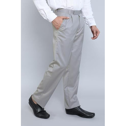 Particle Double Pleated Formal Trousers Pants Regular Fit Light Grey For Men, Waist Size 38 Atr33Lgre38