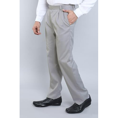 Particle Double Pleated Formal Trousers Pants Regular Fit Light Grey For Men, Waist Size 38 Atr33Lgre38