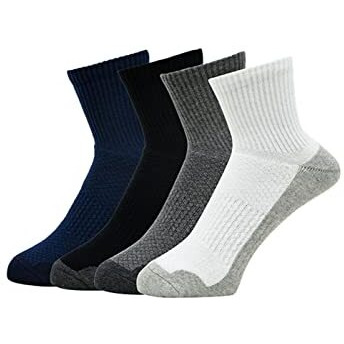Balenzia Men's Cushioned High Ankle Sports/Gym Socks (Free Size) Made With 100% Cotton & Spandex. Pack Of 4 (Multicolour) | Terry/Towel Ankle Socks For Men.