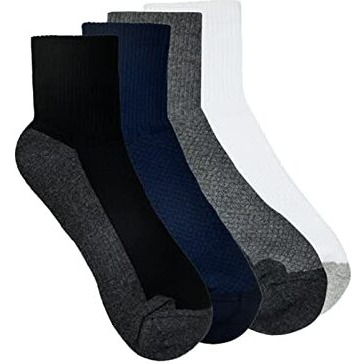 Balenzia Men's Cushioned High Ankle Sports/Gym Socks (Free Size) Made With 100% Cotton & Spandex. Pack Of 4 (Multicolour) | Terry/Towel Ankle Socks For Men.