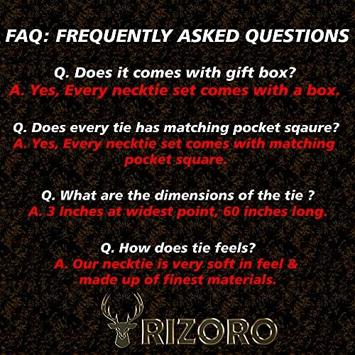 Rizoro Mens Plaid Micro Self Silk Solid Black Necktie Gift Set With Pocket Square Cufflinks Brooch Pin Men Tie Clip Formal Tie With Wooden Box For Gifting (Rw_44, Free Size)