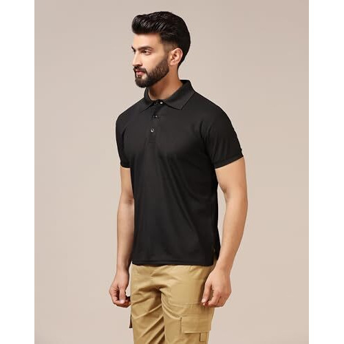 Tagdo Men's Solid Half Sleeve Regular Fit Polo T-Shirt Pack Of 2 (Combo-5165-Blk-Tel-M) Black-Teal