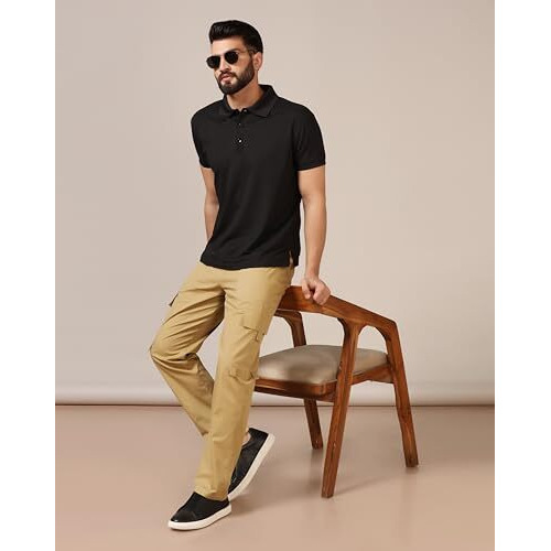 Tagdo Men's Solid Half Sleeve Regular Fit Polo T-Shirt Pack Of 2 (Combo-5165-Blk-Tel-M) Black-Teal