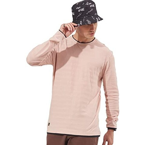 Maniac Mens Solid Round Neck Full Sleeve Pink Cotton Slim Fit Sweatshirt