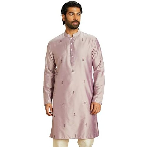 Amazon Brand - Symbol Men's Polyester Regular Fit Knee Length Festive Kurta 41"_Sy-A23-Mna-Fkt-103_Purple_Xl