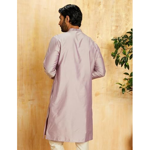 Amazon Brand - Symbol Men's Polyester Regular Fit Knee Length Festive Kurta 41"_Sy-A23-Mna-Fkt-103_Purple_Xl