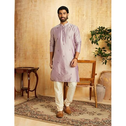 Amazon Brand - Symbol Men's Polyester Regular Fit Knee Length Festive Kurta 41"_Sy-A23-Mna-Fkt-103_Purple_Xl